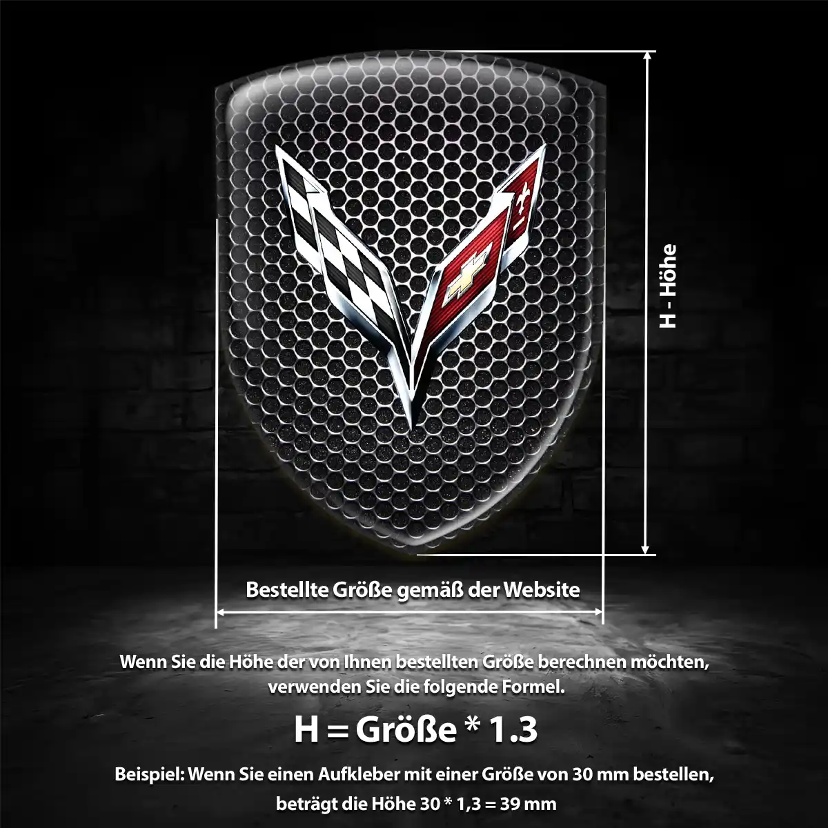 Chevrolet Corvette 3D Gel Aufkleber Emblem Premium-Edition