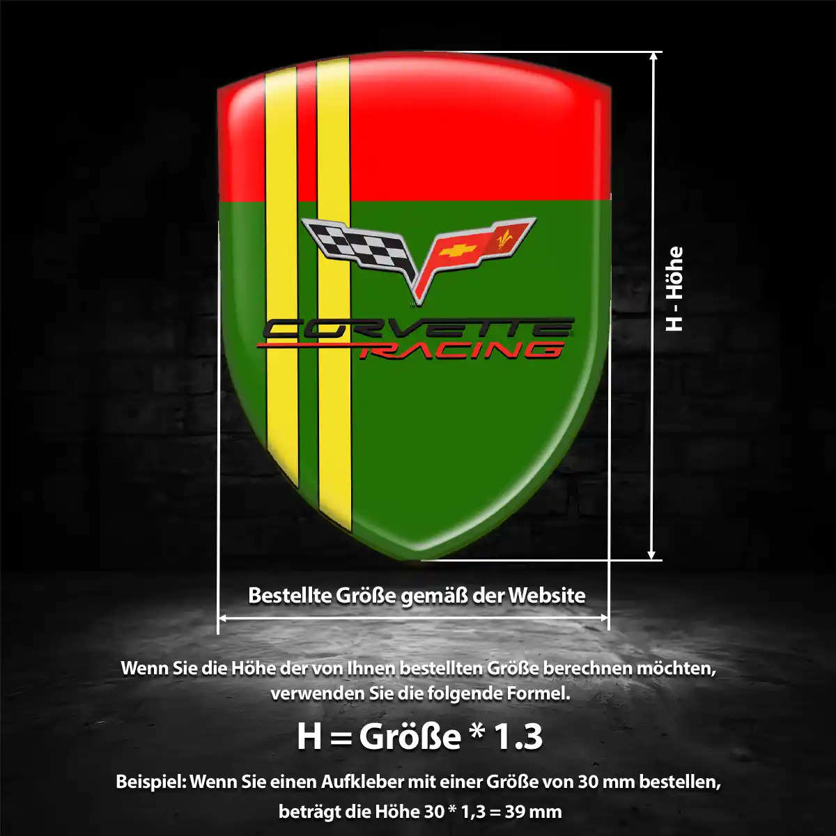 Chevrolet Corvette 3D Gel Aufkleber Premium-Edition