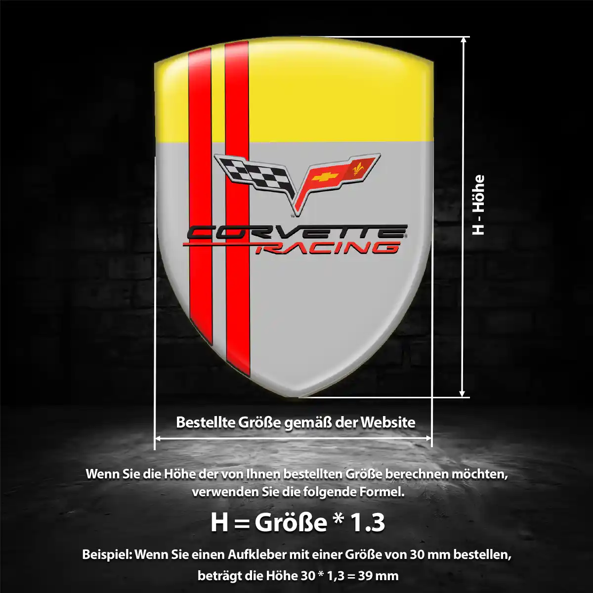 Chevrolet Corvette 3D Gel Aufkleber Premiumqualität