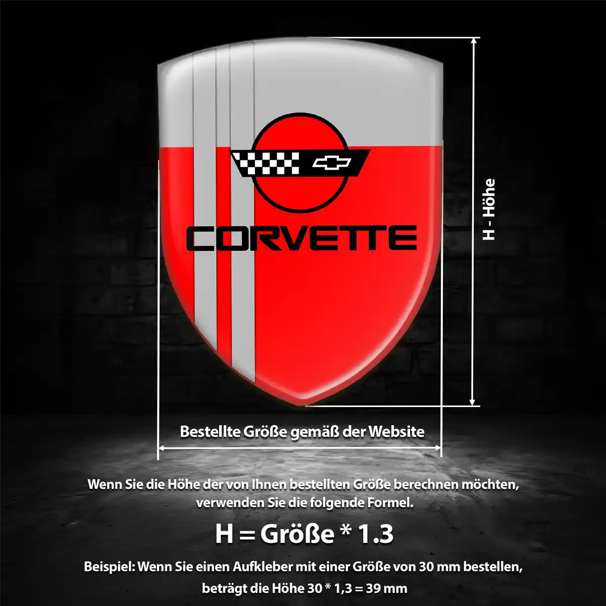 Chevrolet Corvette 3D Gel Aufkleber Silikon Auto Limitierte Auflage
