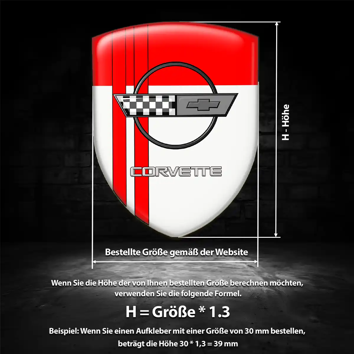 Chevrolet Corvette 3D Gel Aufkleber Silikon Auto Premium-Edition