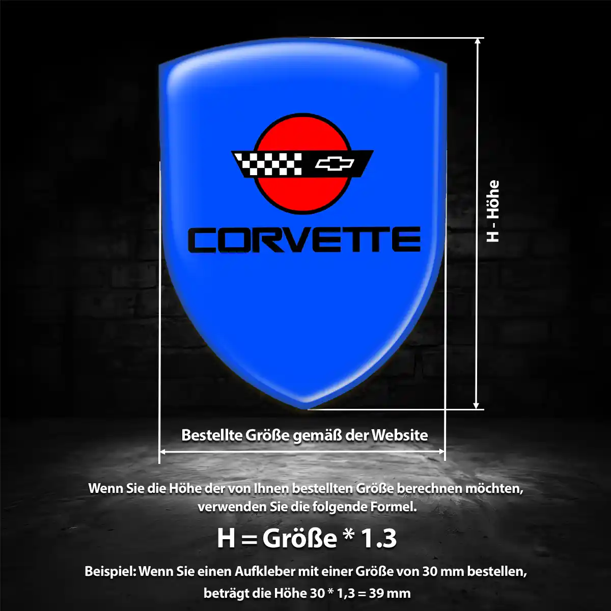 Chevrolet Corvette 3D Gel Aufkleber Silikon Limitierte Auflage