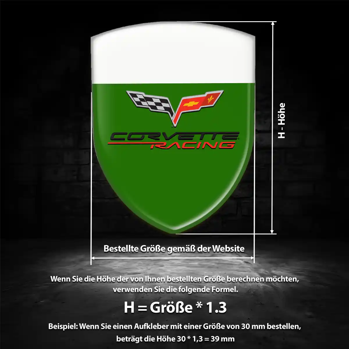 Chevrolet Corvette 3D Gel Aufkleber Silikon Premium-Edition