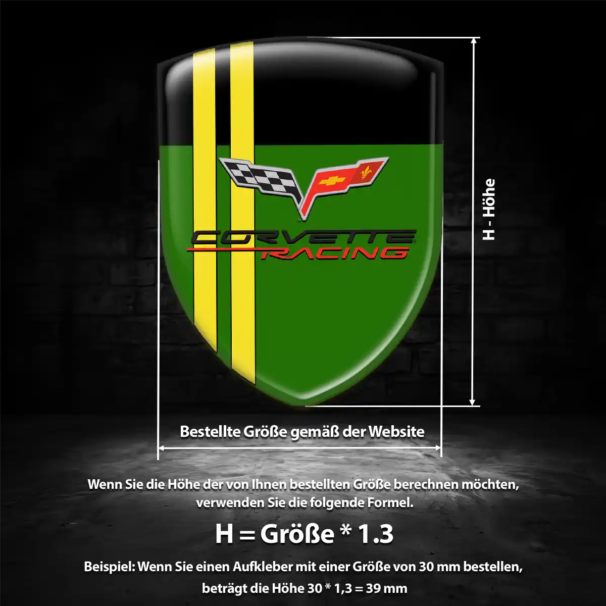 Chevrolet Corvette 3D Gel Aufkleber Silikon Premiumqualität