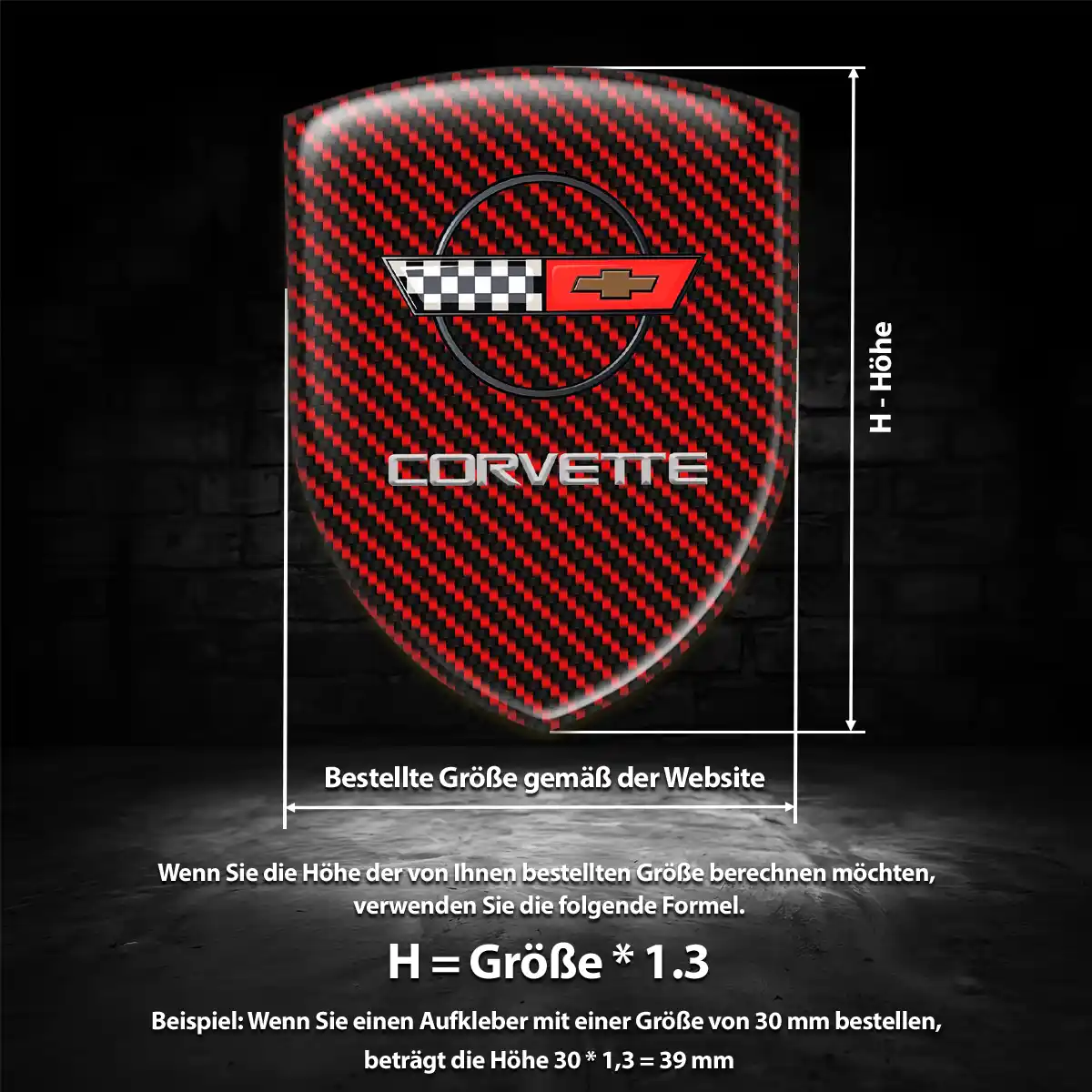 Chevrolet Corvette 3D Gel Aufkleber Wappen Auto Premium-Edition