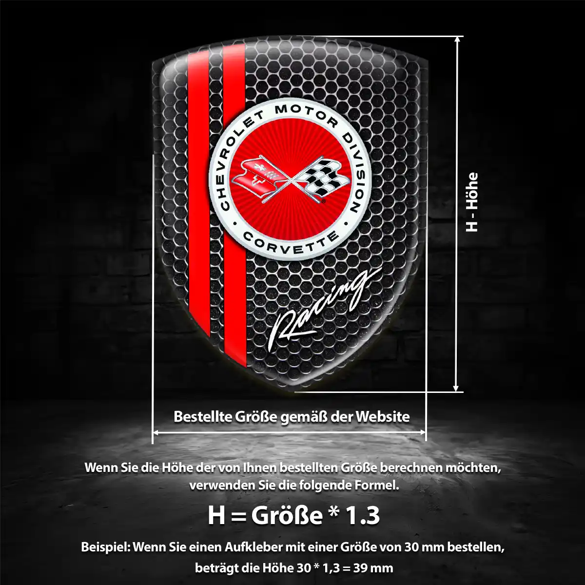 Chevrolet Corvette 3D Gel Aufkleber Wappen Limitierte Auflage
