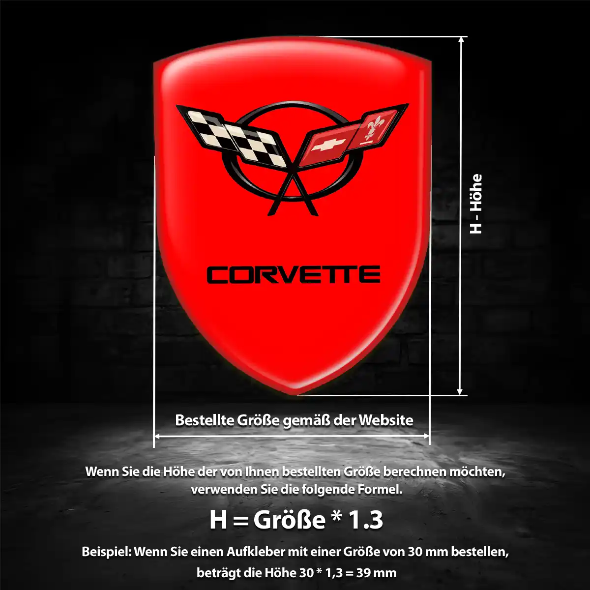 Chevrolet Corvette 3D Gel Aufkleber Wappen Luxus-Edition