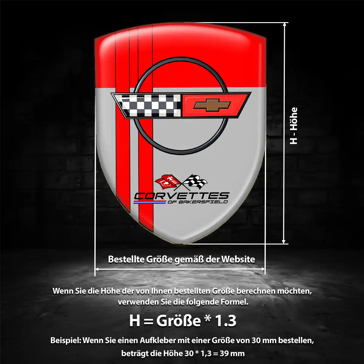 Chevrolet Corvette 3D Gel Aufkleber Wappen Premium-Edition