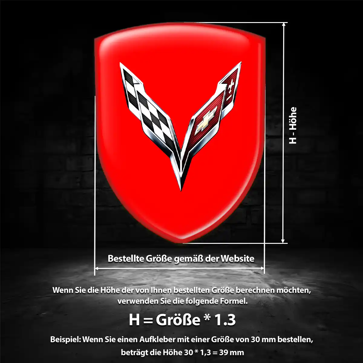 Chevrolet Corvette 3D Gel Aufkleber Wappen Premiumqualität