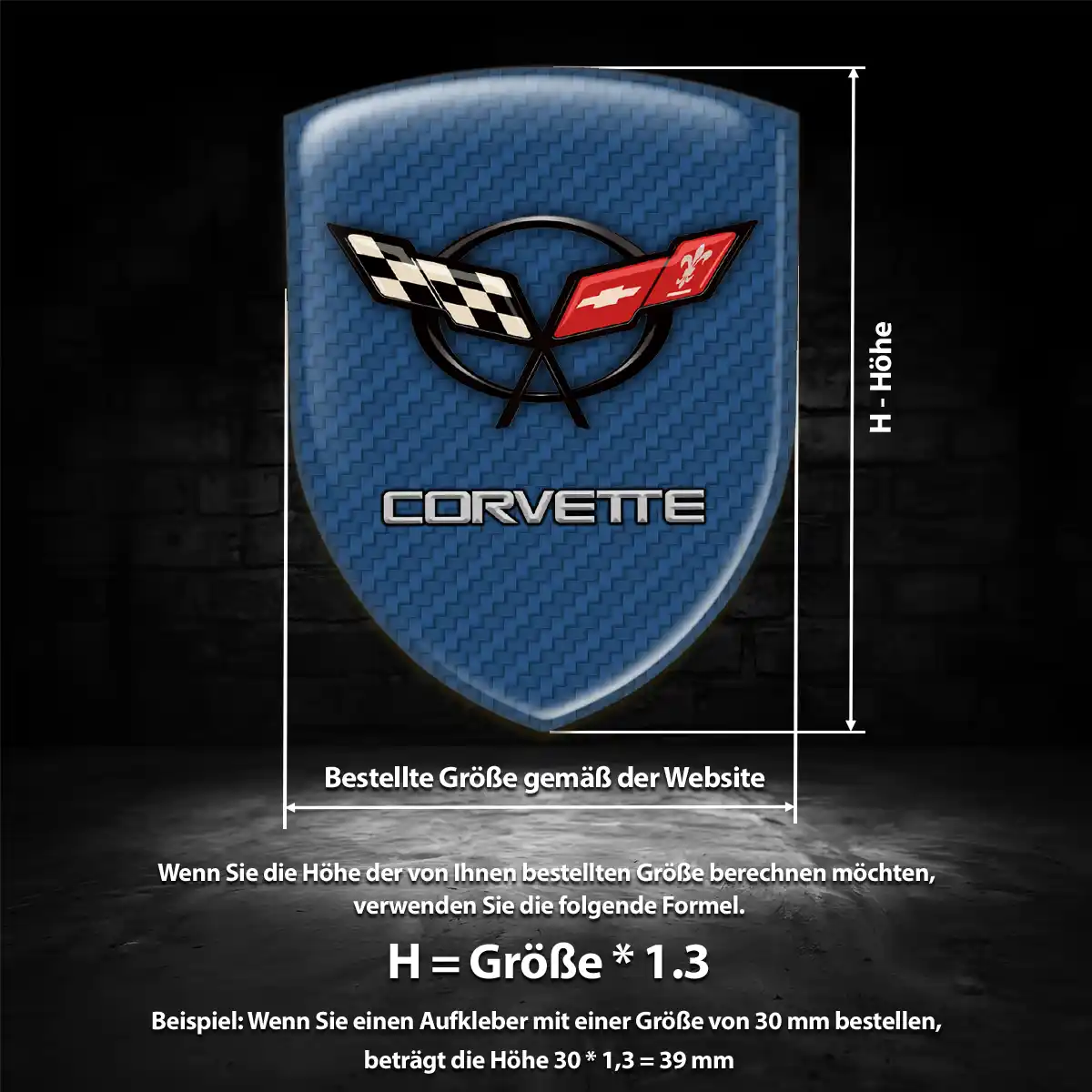 Chevrolet Corvette Aufkleber 3D Gel Emblem Premium-Edition