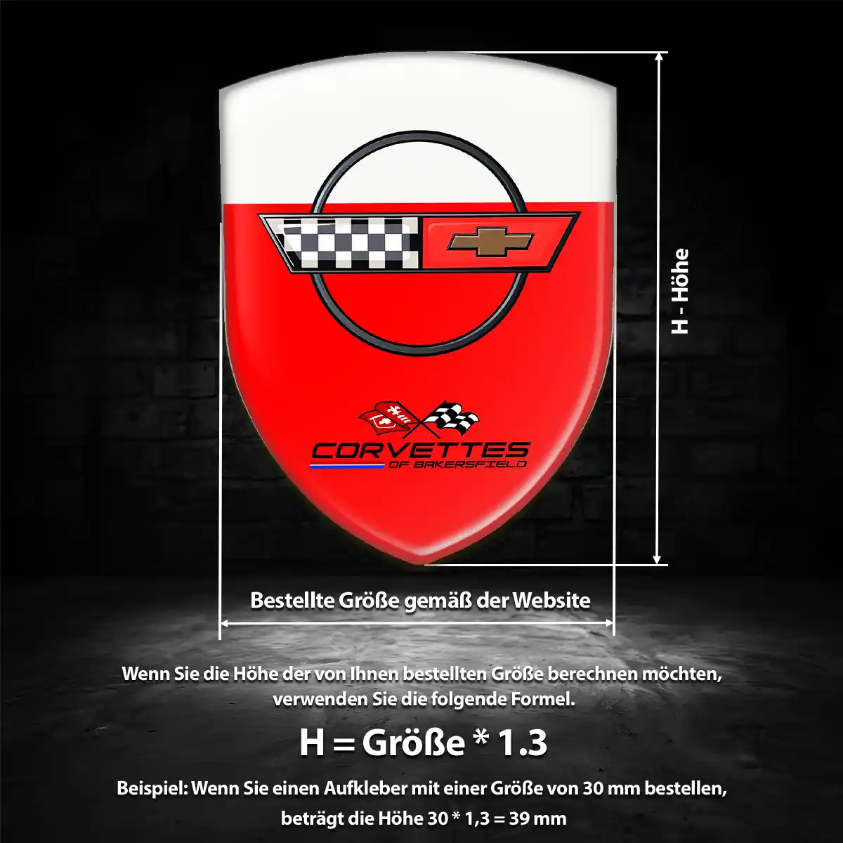 Chevrolet Corvette Aufkleber 3D Gel Silikon Auto Limitierte Auflage