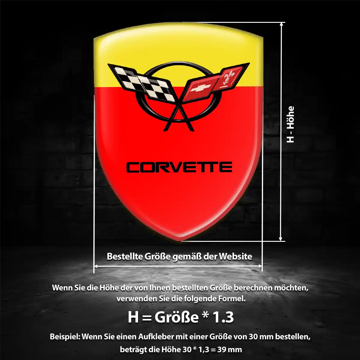 Chevrolet Corvette Aufkleber 3D Gel Silikon Auto Premium-Edition