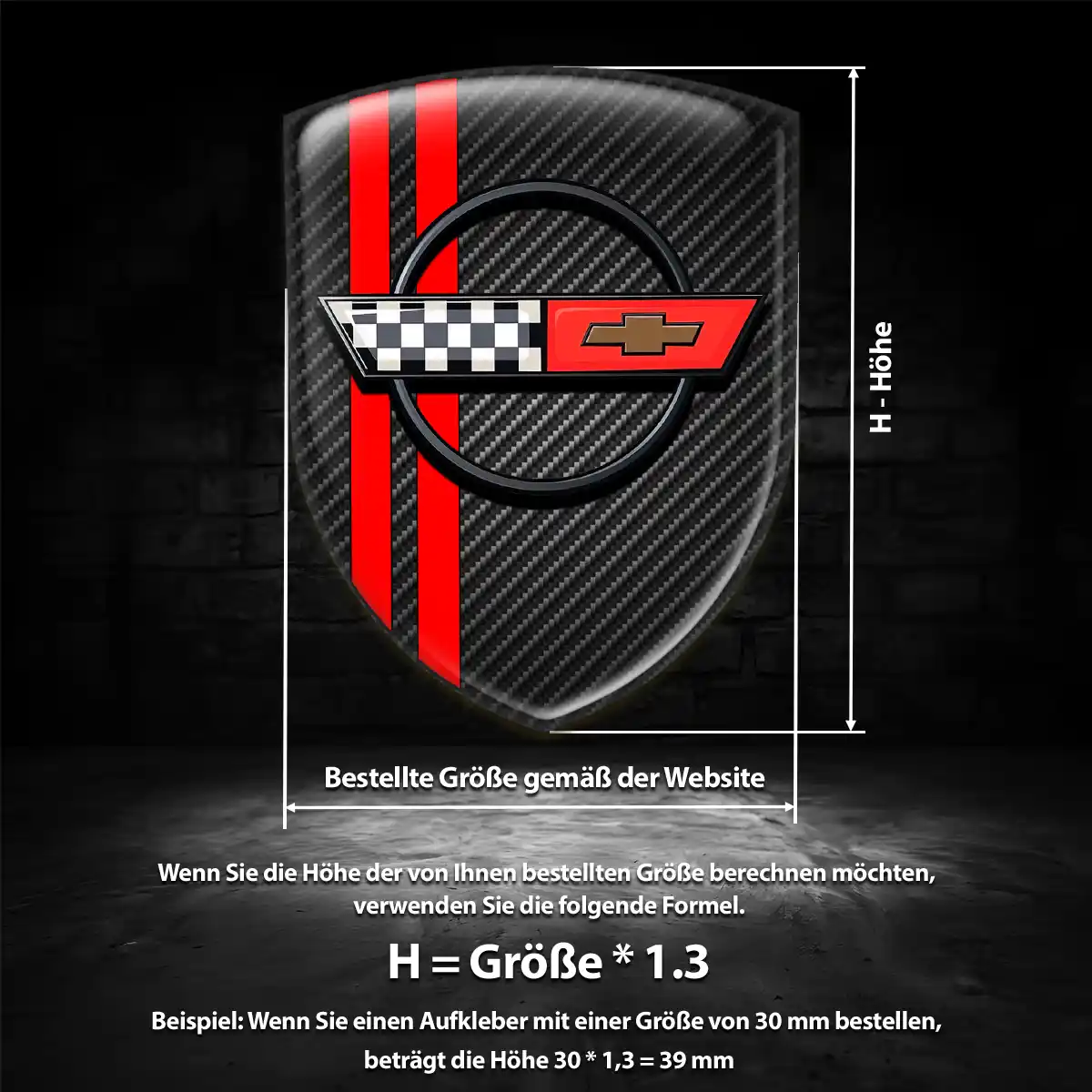 Chevrolet Corvette Aufkleber 3D Gel Silikon Premiumqualität