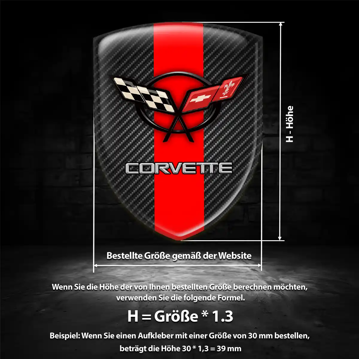 Chevrolet Corvette Aufkleber 3D Gel Wappen Auto Limitierte Auflage