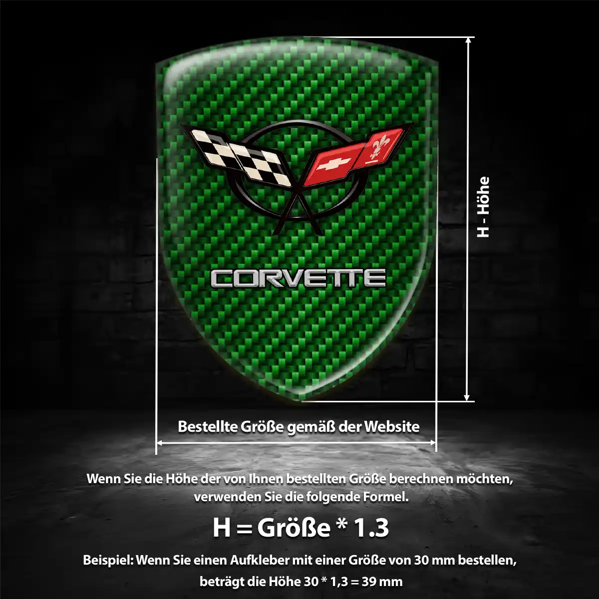 Chevrolet Corvette Aufkleber 3D Gel Wappen Auto Premiumqualität