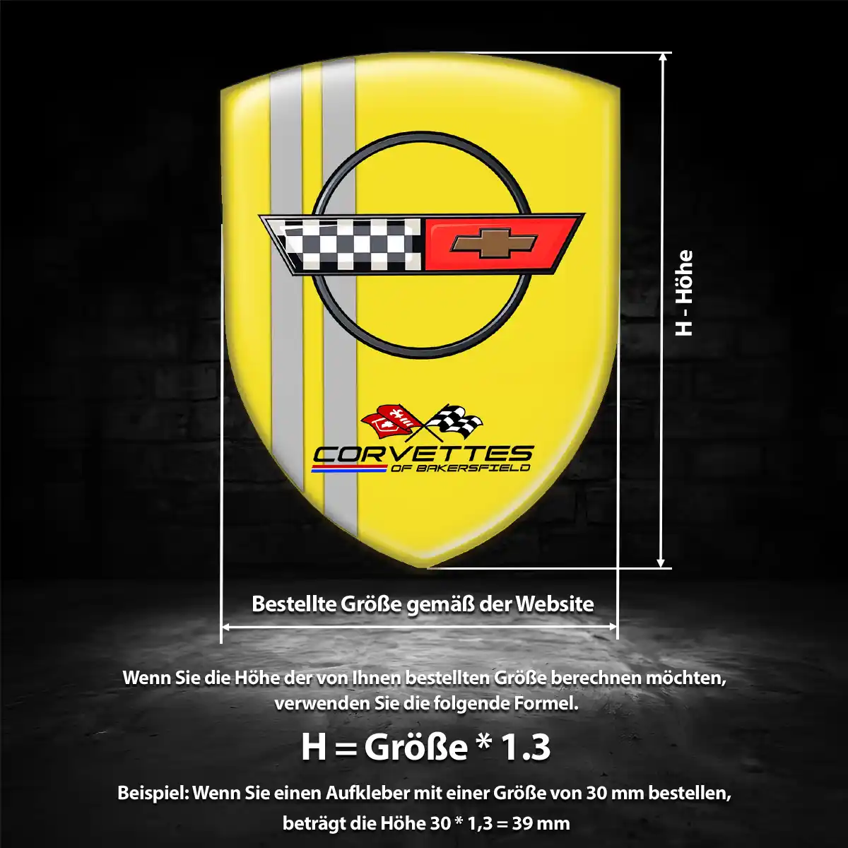 Chevrolet Corvette Aufkleber 3D Gel Wappen Limitierte Auflage