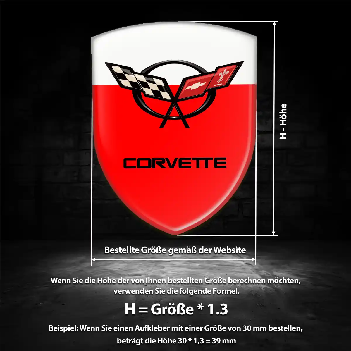 Chevrolet Corvette Aufkleber 3D Gel Wappen Premium-Edition
