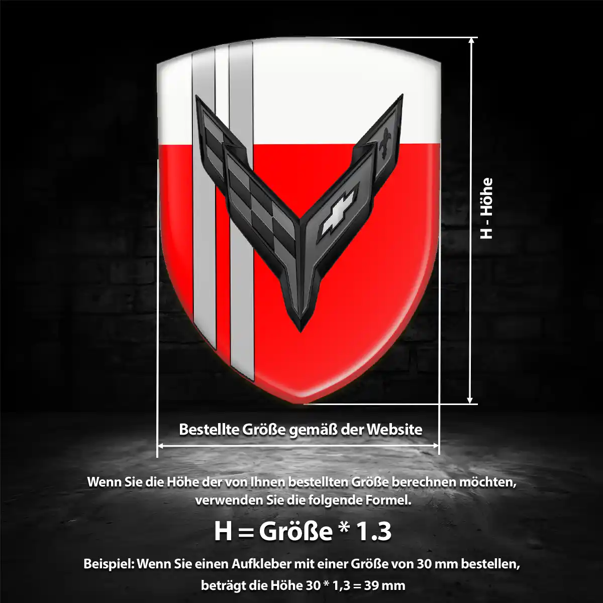 Chevrolet Corvette Aufkleber 3D Gel Wappen Premiumqualität