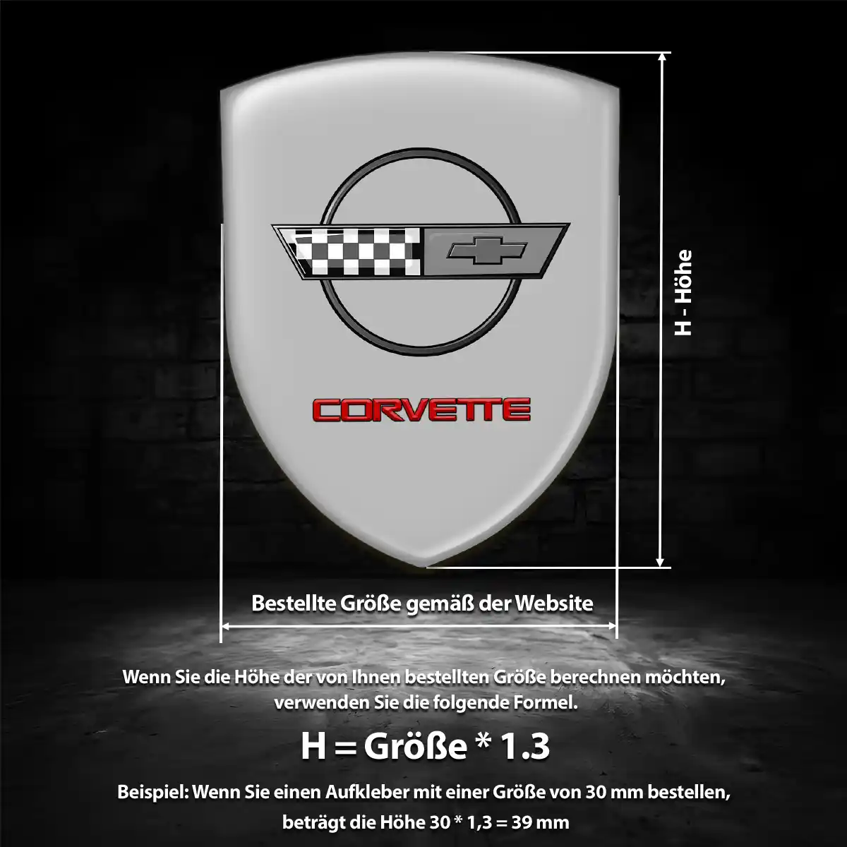 Chevrolet Corvette Aufkleber Emblem Wappen Auto Premium-Edition