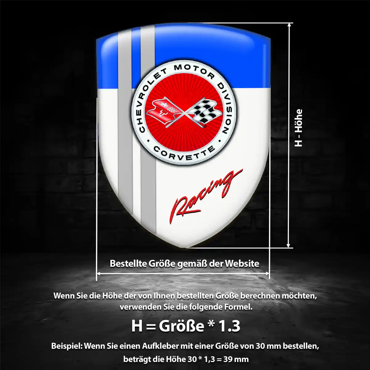Chevrolet Corvette Aufkleber Emblem Wappen Luxus-Edition