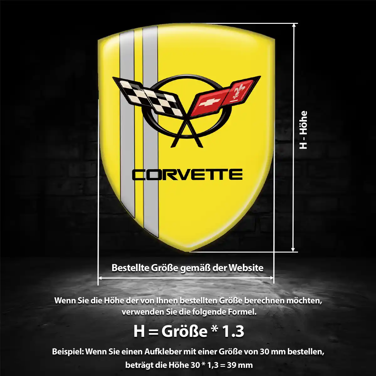 Chevrolet Corvette Aufkleber Emblem Wappen Premiumqualität