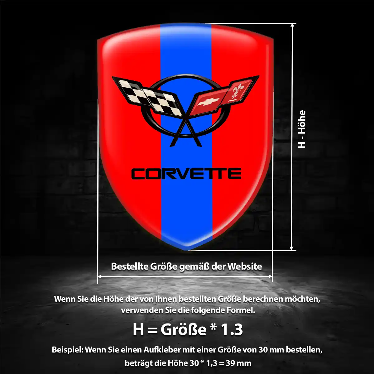 Chevrolet Corvette Aufkleber Embleme Silikon Premium-Edition