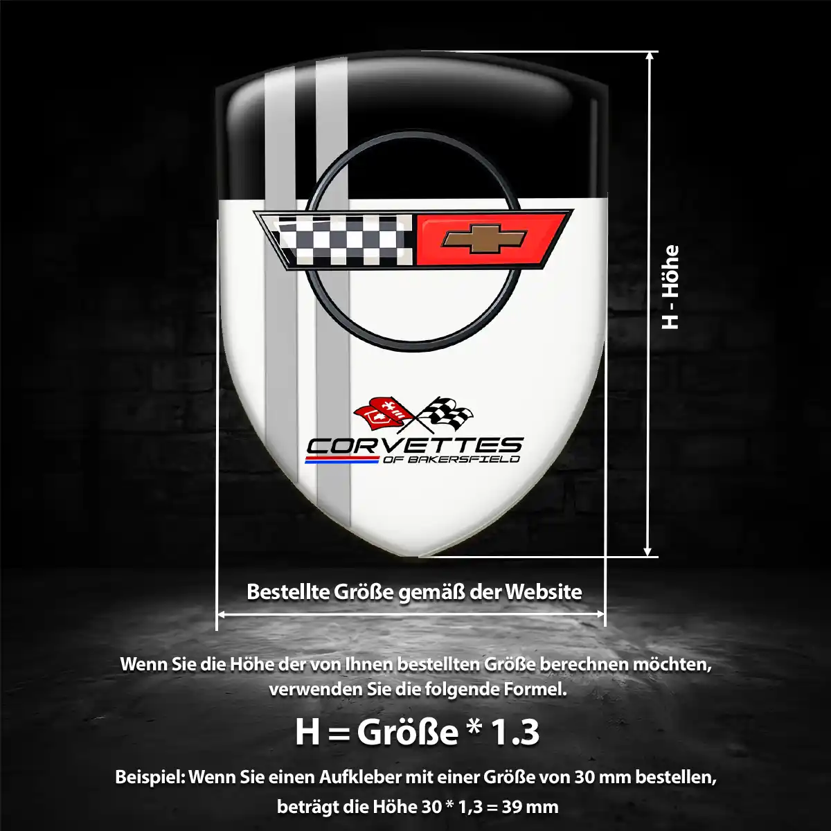Chevrolet Corvette Aufkleber Wappen Auto Premium-Edition