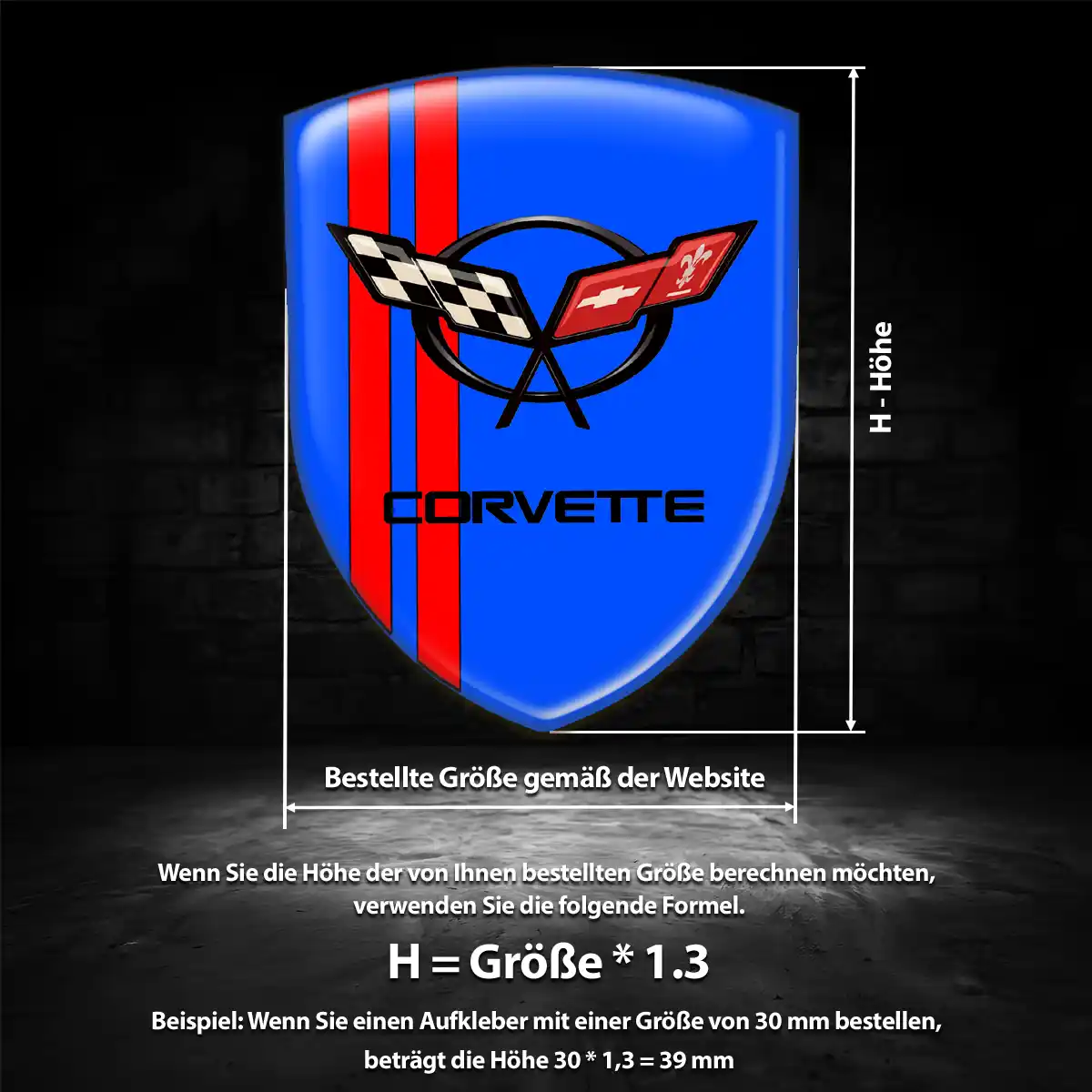 Chevrolet Corvette Aufkleber Wappen Emblem Auto Premium-Edition