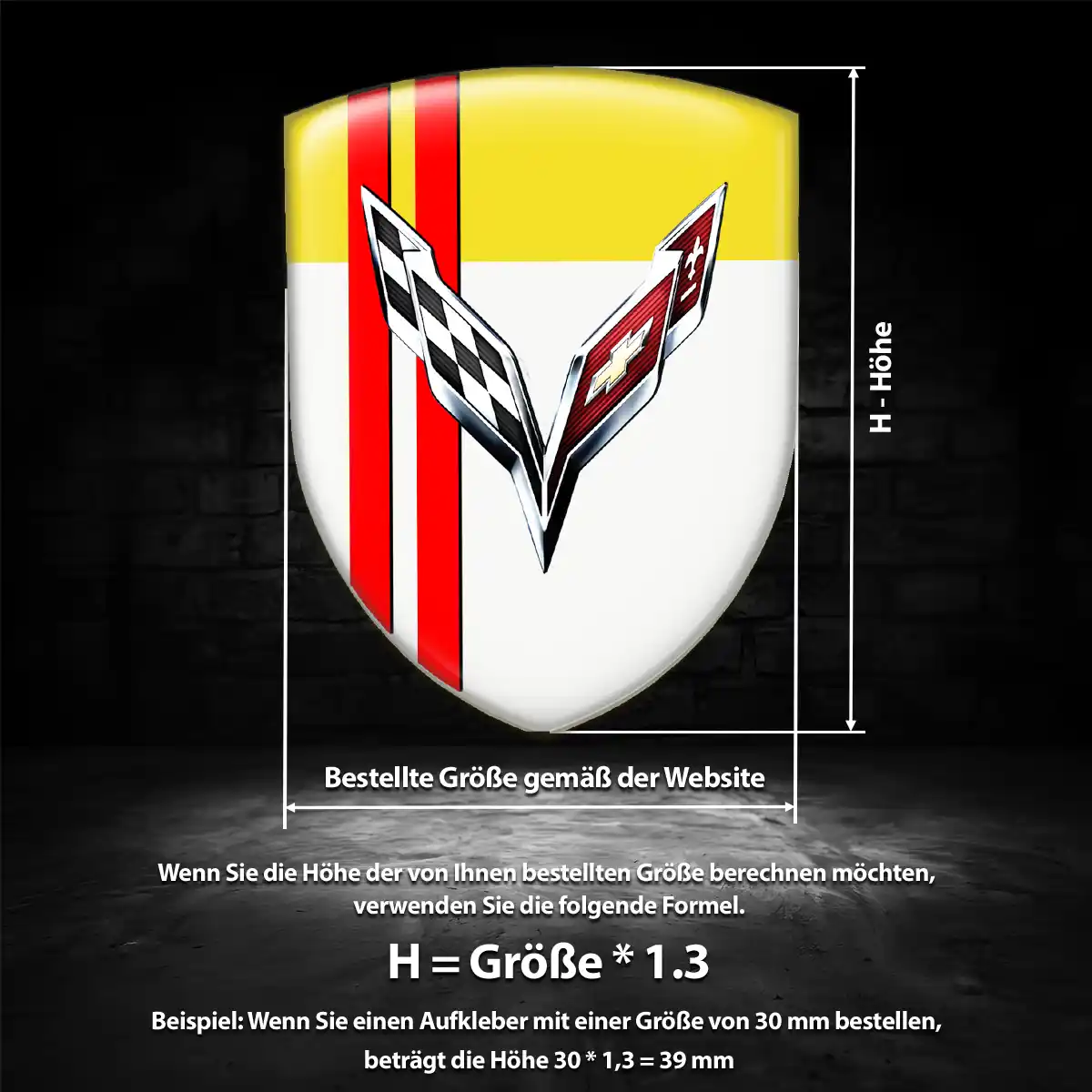 Chevrolet Corvette Emblem Aufkleber Wappen Premium-Edition
