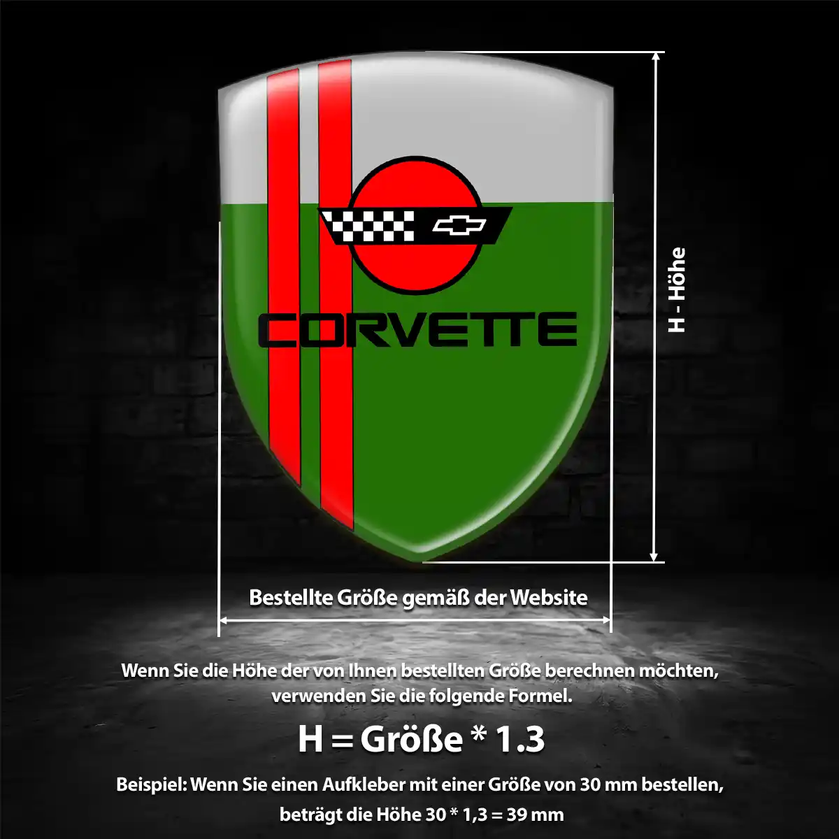 Chevrolet Corvette Emblem Wappen Aufkleber Auto Premium-Edition