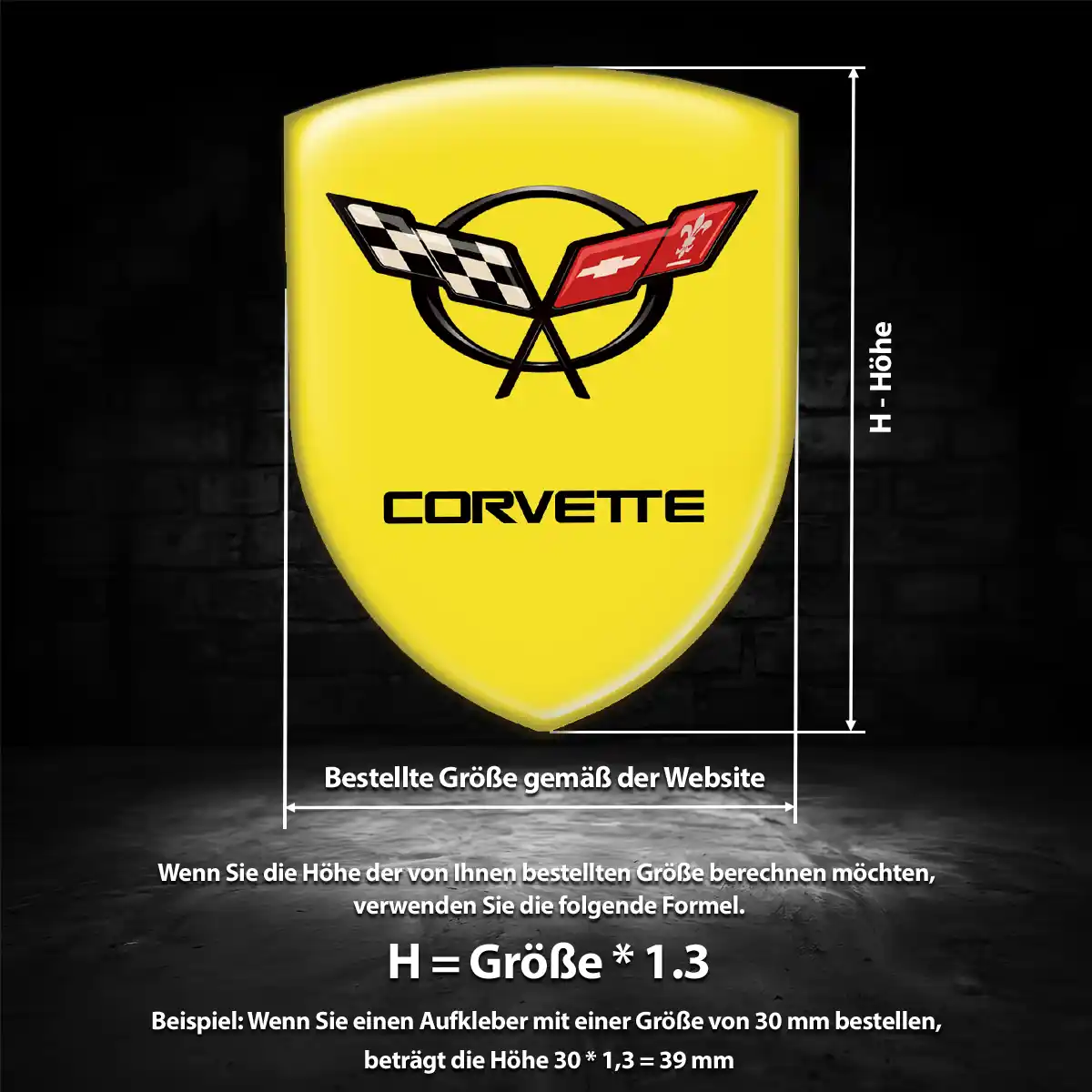 Chevrolet Corvette Emblem Wappen Aufkleber Premium-Edition