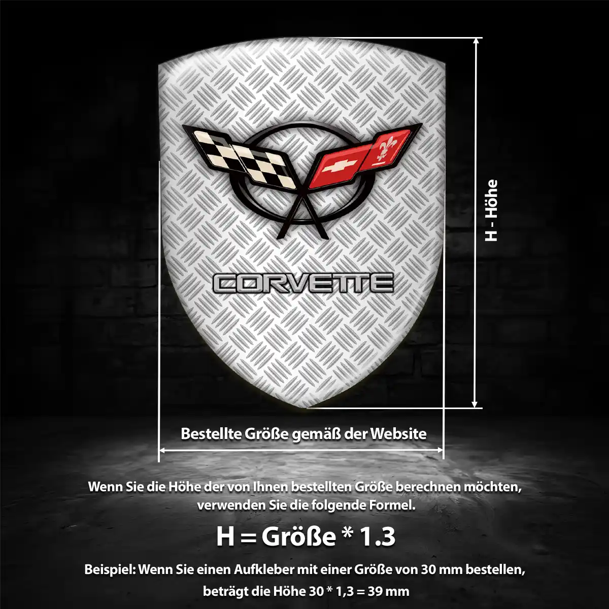 Chevrolet Corvette Silikon Aufkleber Wappen Auto Premium-Edition
