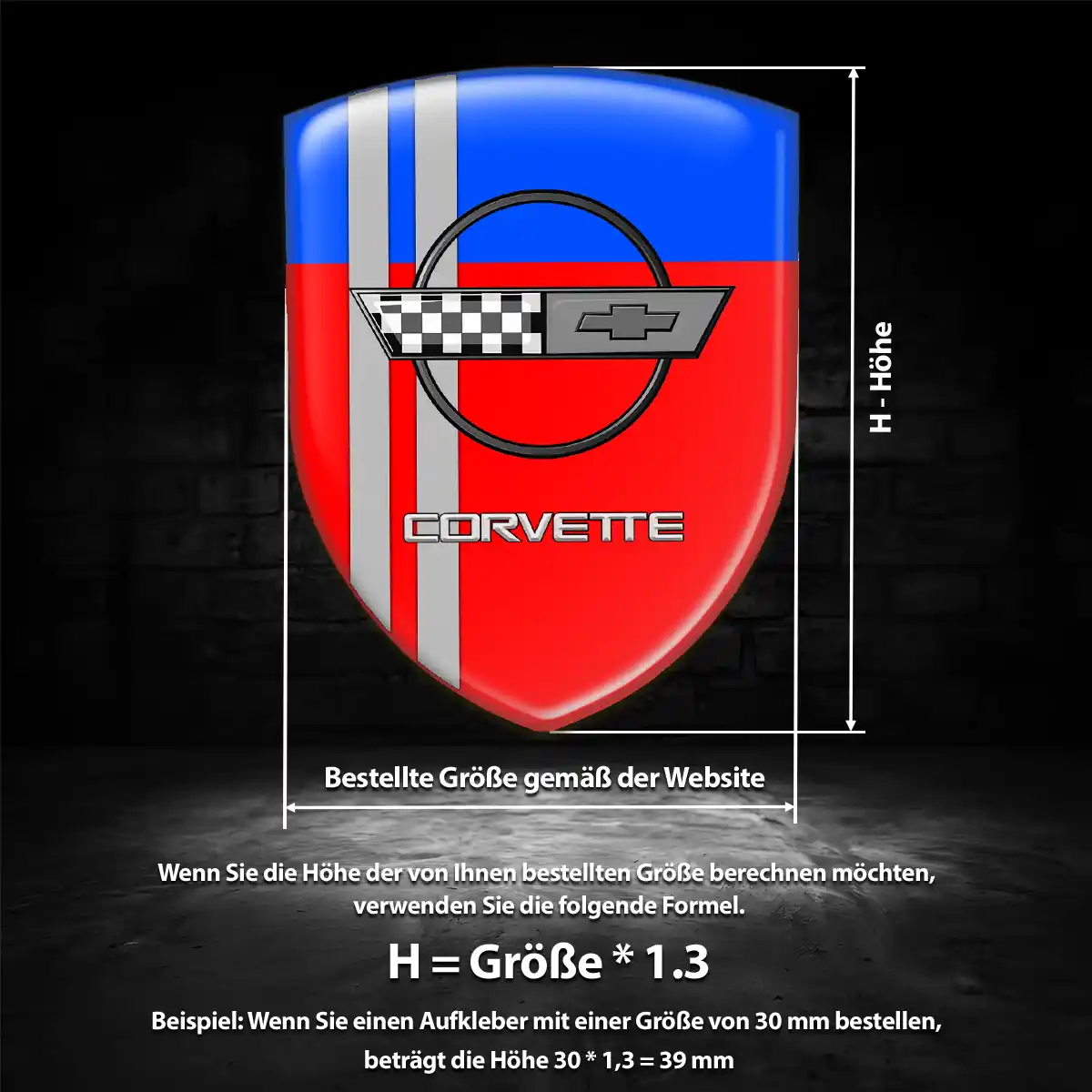 Chevrolet Corvette Silikon Aufkleber Wappen Limitierte Auflage