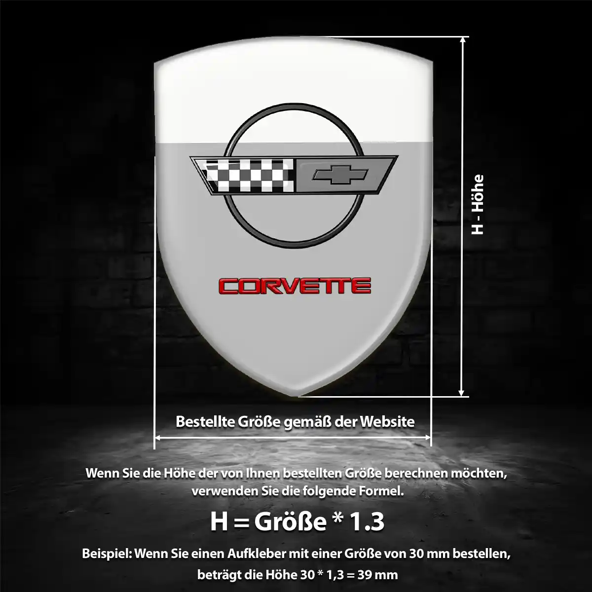 Chevrolet Corvette Silikon Aufkleber Wappen Premiumqualität