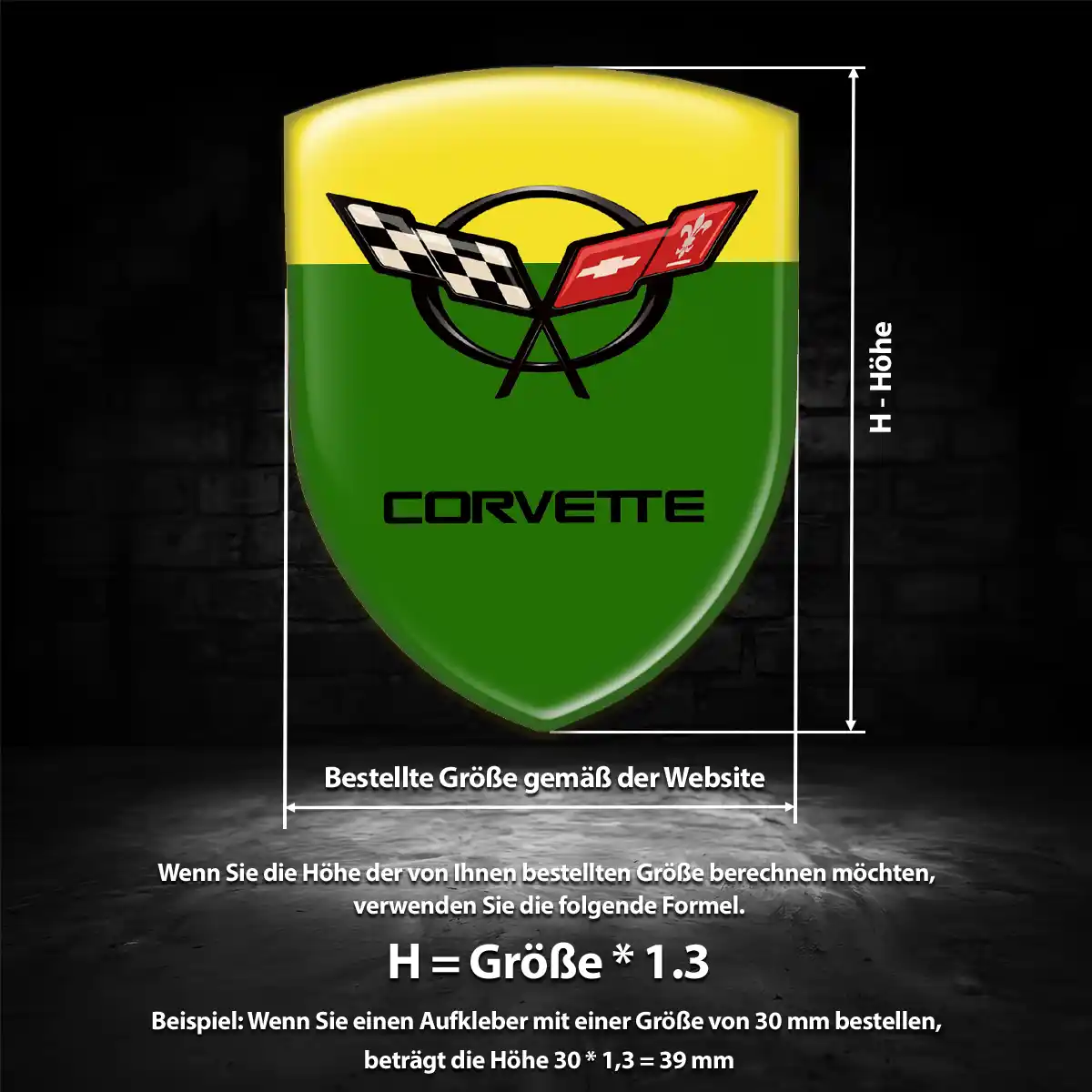 Chevrolet Corvette Wappen Aufkleber Auto Premium-Edition