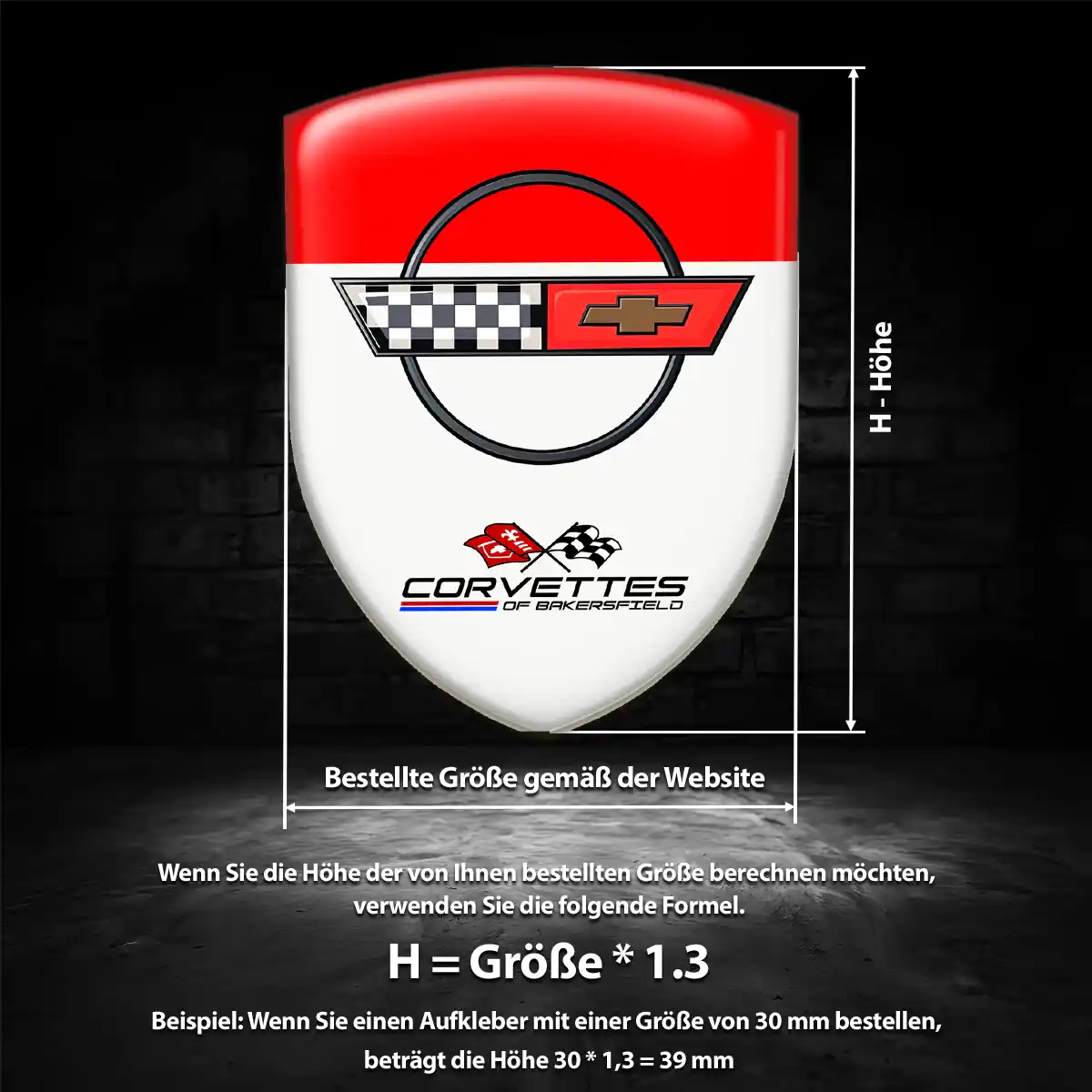 Chevrolet Corvette Wappen Aufkleber Emblem Premium-Edition
