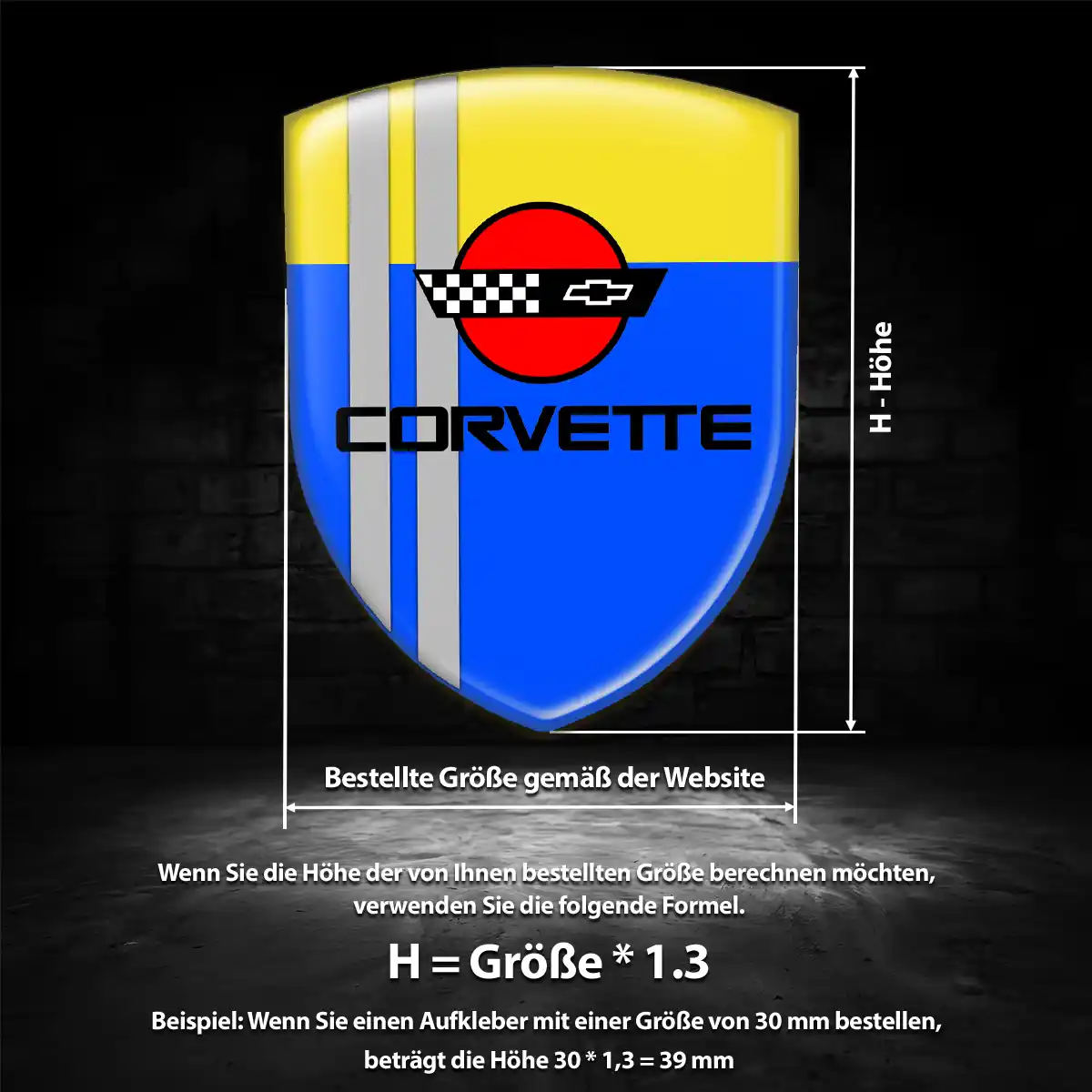 Chevrolet Corvette Wappen Aufkleber Premium-Edition