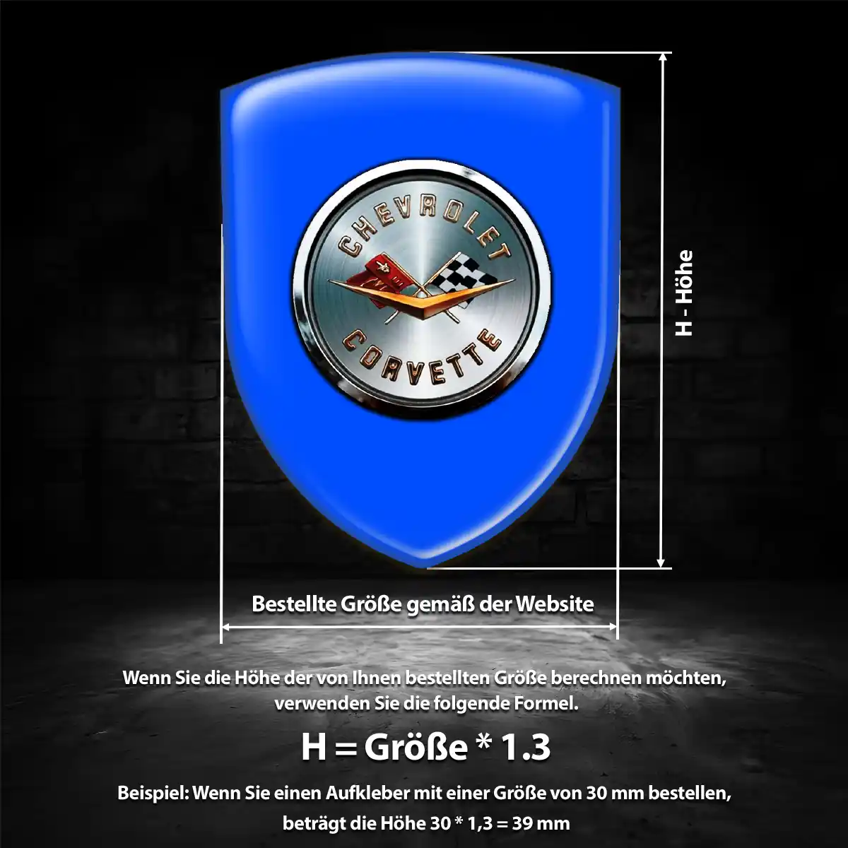 Chevrolet Corvette Wappen Emblem Aufkleber Auto Premium-Edition