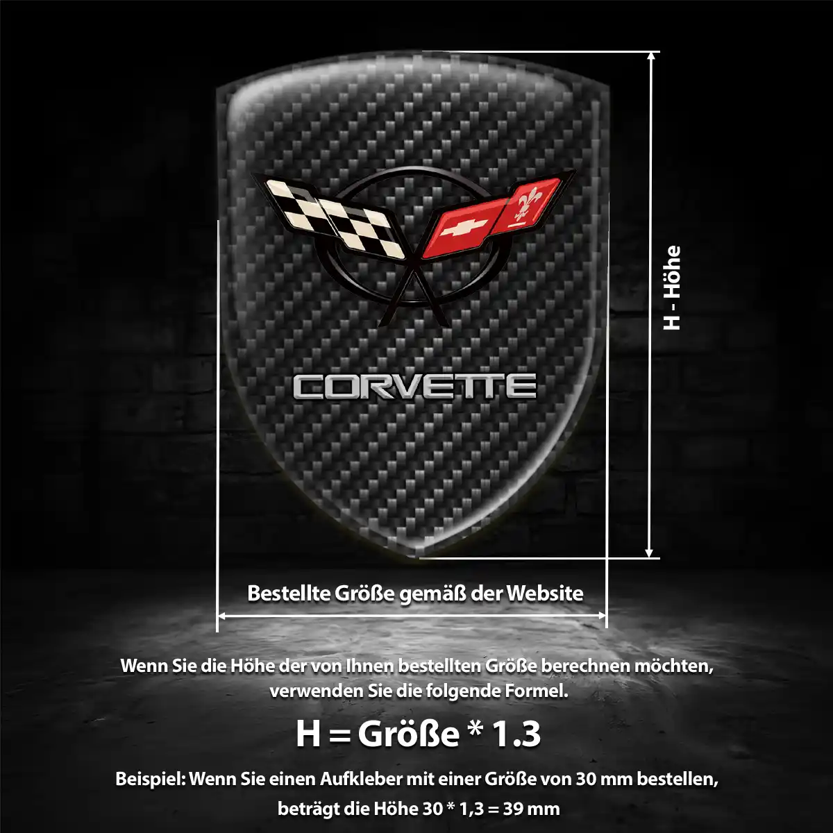 Chevrolet Corvette Wappen Emblem Aufkleber Premium-Edition