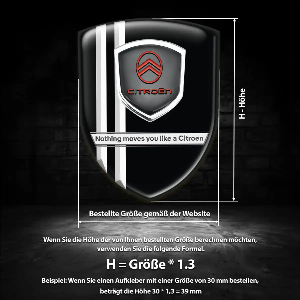 Citroen 3D Gel Aufkleber Hochwertiges Harz