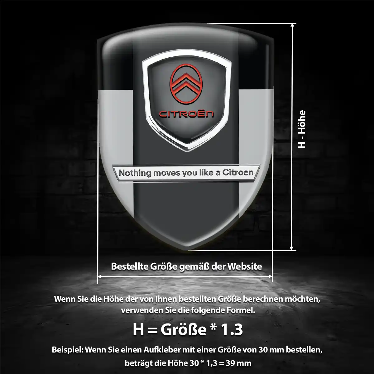 Citroen 3D Gel Aufkleber Wappen Hochwertiges Harz