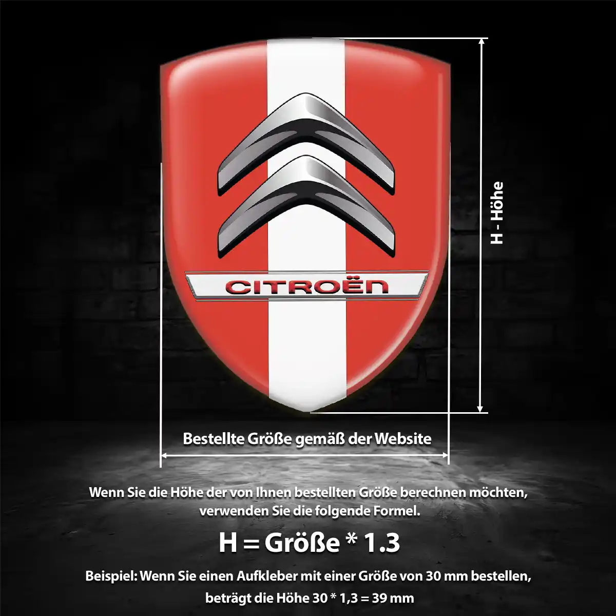Citroen 3D Gel Aufkleber Wappen Luxus-Edition