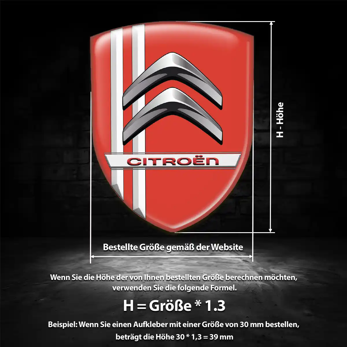 Citroen Aufkleber 3D Gel Wappen Hochwertiges Harz