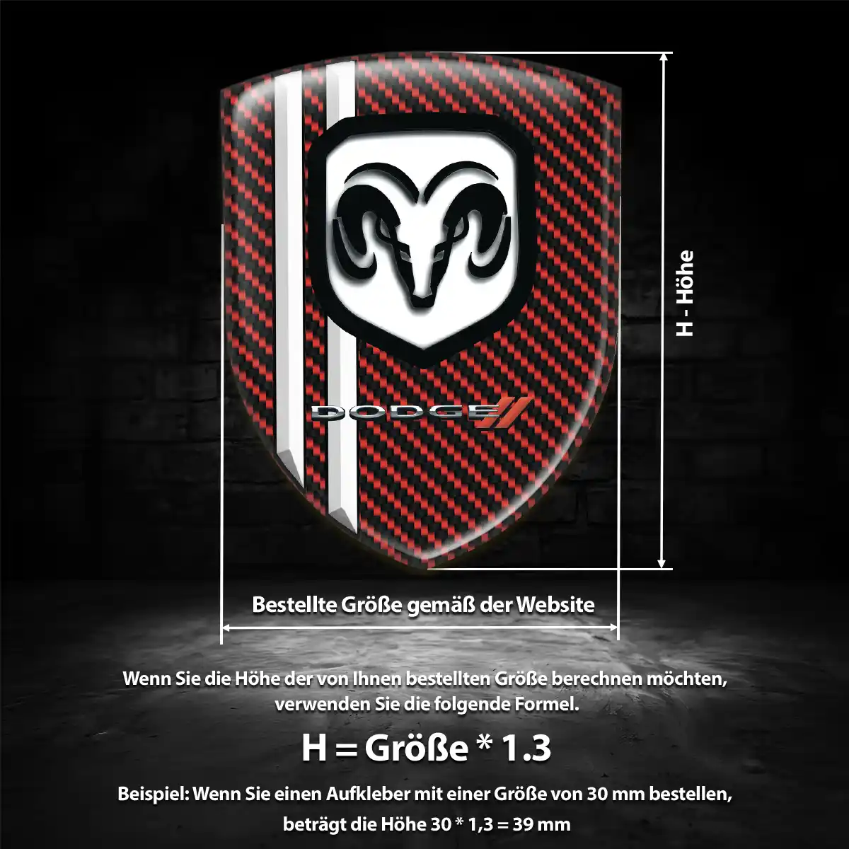 Dodge 3D Gel Aufkleber Emblem Stilvolles Design