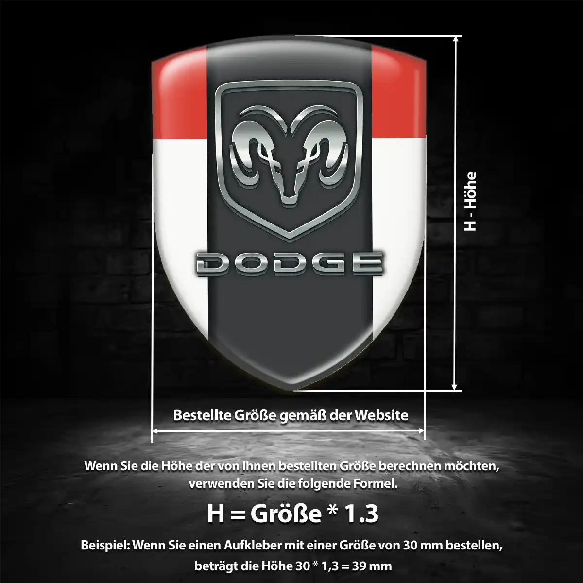 Dodge 3D Gel Aufkleber Silikon Hohe Qualität