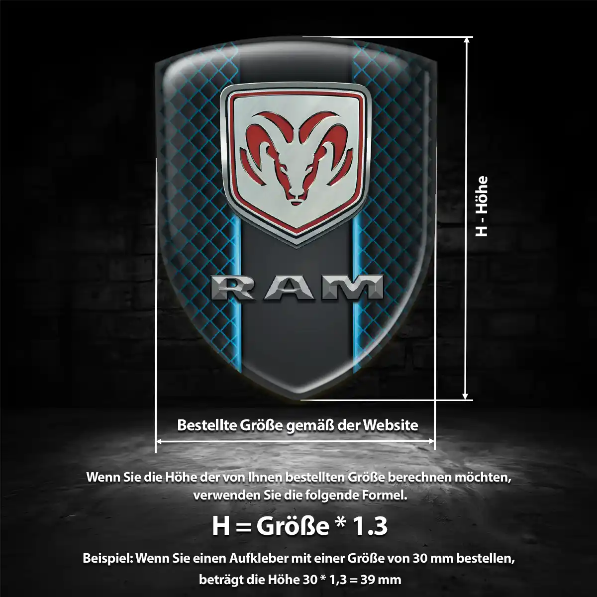 Dodge 3D Gel Aufkleber Wappen Stilvolles Design