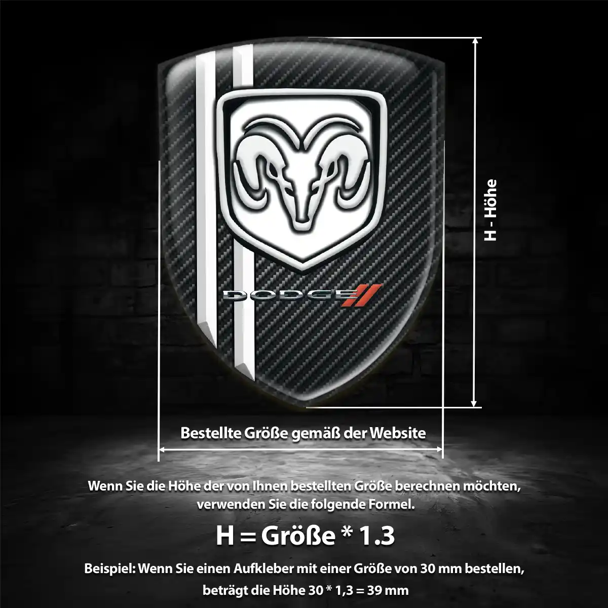 Dodge Aufkleber 3D Gel Embleme Stilvolles Design