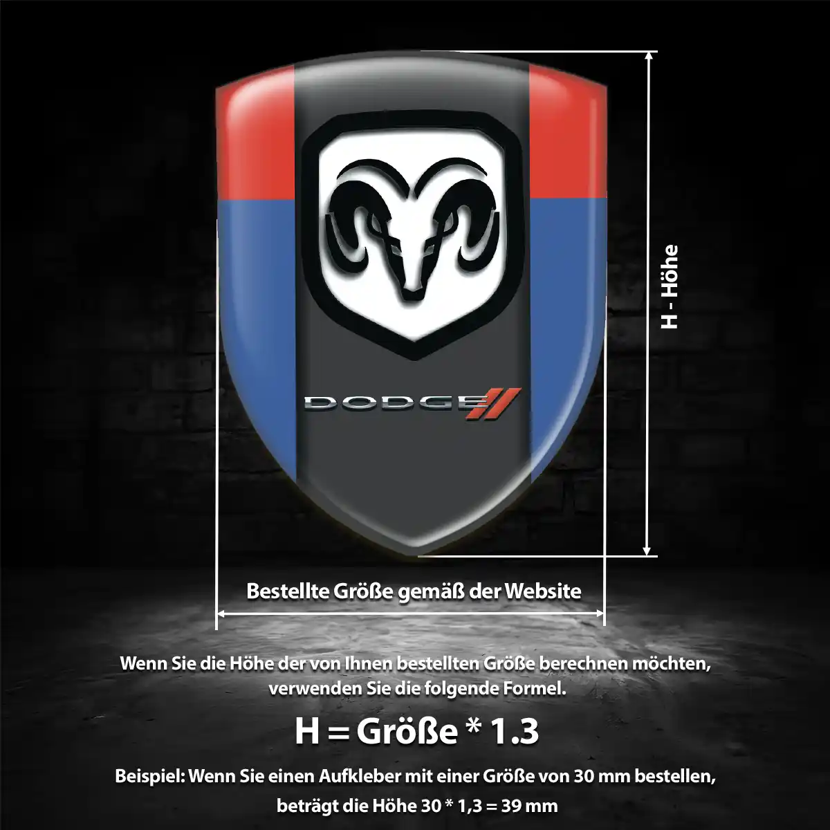 Dodge Aufkleber 3D Gel Wappen Hohe Qualität