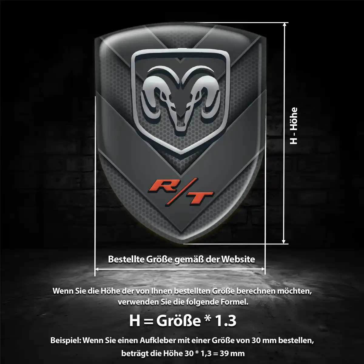 Dodge Aufkleber 3D Gel Wappen Stilvolles Design