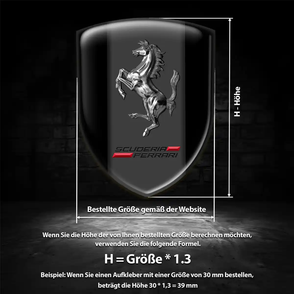 Ferrari 3D Gel Aufkleber Wappen Stilvolles Design